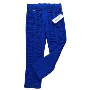 NEW Joseph‎ Ribkoff Ruched Capri Pants Women's Size 6 Blue Stretch Y2K Rock
